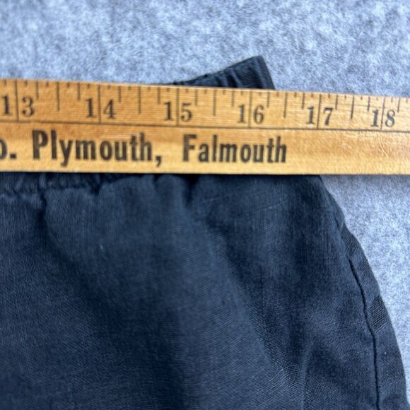 FLAX Linen Pants Women Medium Black Flowy Lagenlook Quiet Luxury Coastal Pull On - Picture 10 of 15